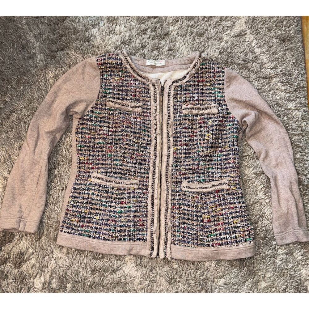 Boston Proper Women's Multicolor Tweed Jacket M Long Sleeve Casual